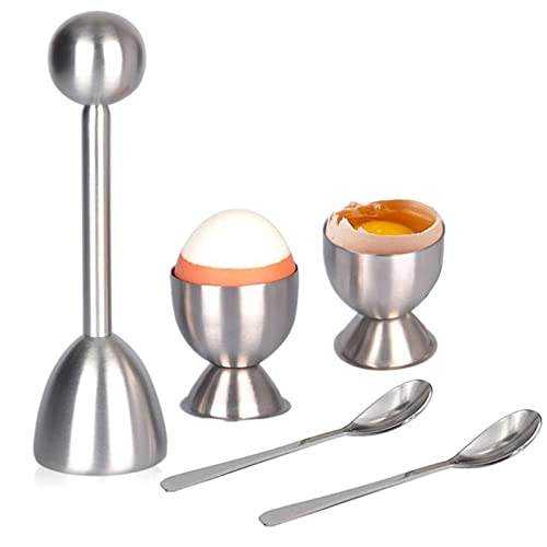 La mejor comparación de Cucharas para huevos Top 10. 43 Juego de 5 cortadores de huevos, abridor de huevos de acero inoxidable, separador de huevos escalfados, herramienta para galletas de huevos blandos y duros (2 tazas de huevo + 2...