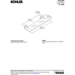 KOHLER K-14440-SN Purist Glass Shelf, Vibrant Polished Nickel