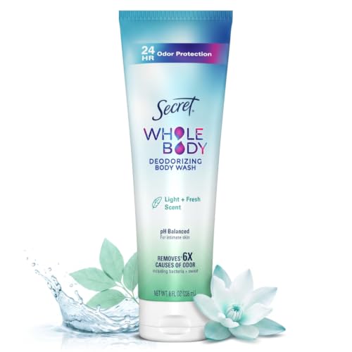 Image of Secret Feminine Wash, 24 HR Deodorizing Feminine Body Wash for Women, Removes 6x Causes of Odor, PH Balanced, Safe to Use Everywhere, Light & Fresh, 8.0 oz