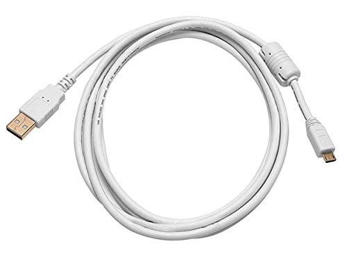 Monoprice 6ft USB 2.0 A Male to Micro 5pin Male 28/24AWG Cable w/ Ferrite Core (Gold Plated) - WHITE
