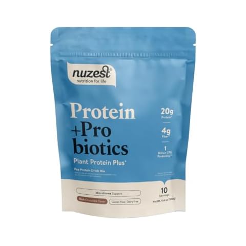 Nuzest - Protein + Probiotics – Gut Health - Superfood Powder Plant Protein Blend - 300g / 10.6 oz Pouch (10 Servings) (Rich Chocolate, 300g) Cover