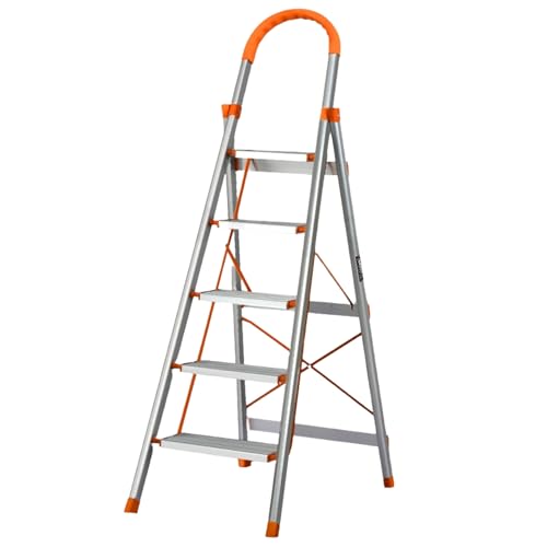 Katashi 5 Step Ladder Aluminium – Multi Purpose Folding Ladder, Lightweight Portable for Home, Office & Warehouse