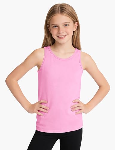 Image of Auranso Girls Tank Tops Cotton Sleeveless Undershirts Athletic Dance Tops