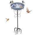 YOADEHOA Bird Bath for Outside, Garden Freestanding Birdbath & Birdfeeder with Removable Bowl, Bird Baths Feeder for Outdoors Garden Patio Yard Lawn Decor, 5-Pronged Base & Easy to Clean(Grey)