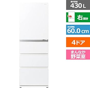 Amazon.co.jp: AQUA AQR-VZ43K(W) 4ドア冷蔵庫(430L・右開き