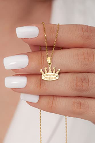 Generic 10k Real Solid Gold Tiara Pendant, Crown Princess Jewelry, Royalty Gifts for Her2