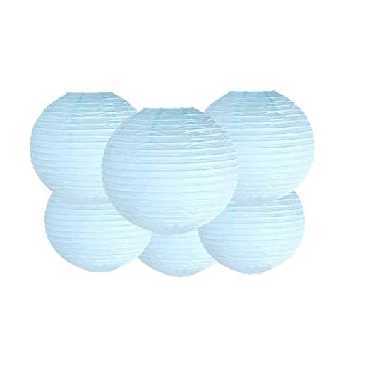 10" (25cm) Paquete de 6 Linternas de Papel Farolillo Papel Redondo para decoración (Azul Claro)