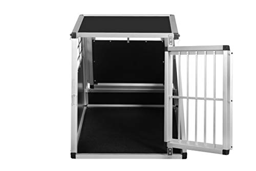 ALPUNA Transportbox N1 – Aluminium Hundebox 92×65×68,5 cm – Auto Hundebox mit Notausstieg, sicherer Hundetransport im Kofferraum