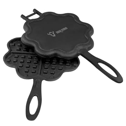 BBQ-Toro Gusseisen Waffeleisen in Herzform | Waffeleisen mit 2 Stielen, Ø 15 cm | Waffle Iron, Herzwaffeln Doppelform aus Gusseisen, bereits eingebrannt | Waffelmaker, – Bild 4