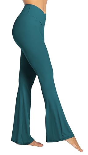 Image of Sunzel Flare Leggings, Crossover Yoga Pants with Tummy Control, High-Waisted and Wide Leg