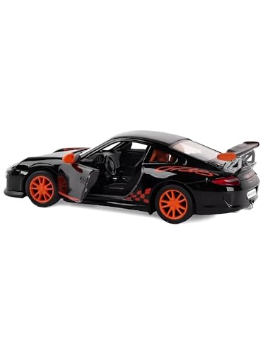 Image of 1:36 Porschee GT3 RS 2010 Alloy Sports Car Model - Diecast Metal Pull Back Toy with Openable Doors, Inertia Action, Collectible Car for Kids & Adults-Black