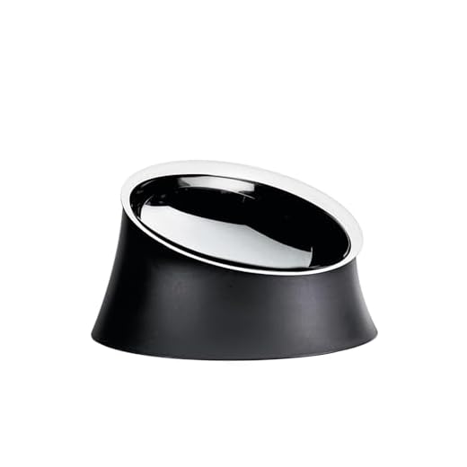 Alessi Wowl BM13/28 - Schüssel für Hunde, Design, Schräg zur Vereinfachung der Hundefütterung, Resin Thermoplastik und Edelstahl 18/10, 28 cm, Grau