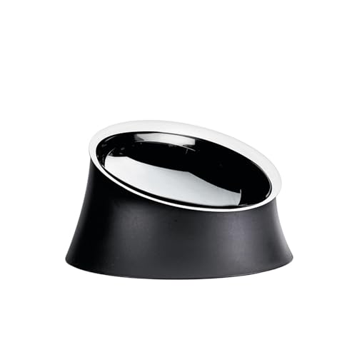 Alessi Wowl BM13/28 - Schüssel für Hunde, Design, Schräg zur Vereinfachung der Hundefütterung, Resin Thermoplastik und Edelstahl 18/10, 28 cm, Grau