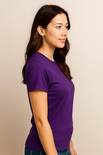 Image of Women's Solid Round Neck Half Sleeves Polyester T-Shirts, Moisture Wicking t-Shirt (Pack of 1)