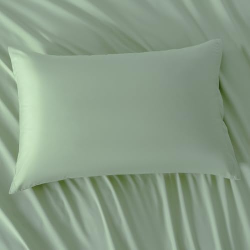 Image of 2 Pack Microfiber Standard Size Zipper Pillowcases,Light Sage Green Pillow Case Set of 2,Soft Comfortable Not Shrink Pillow Cases Standard,Breathable Luxury Pillow Covers(20x26 Inches)
