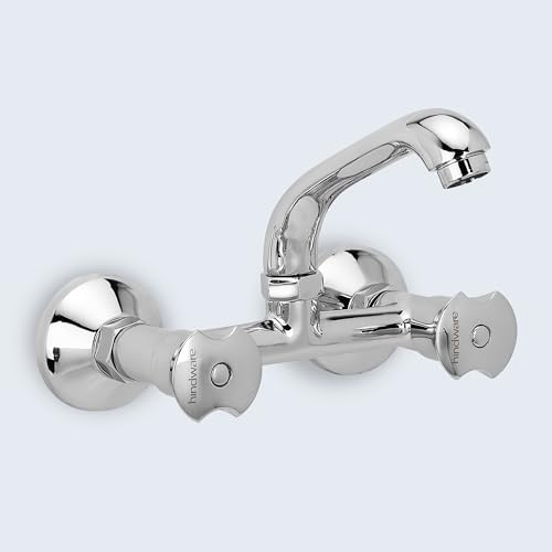 Image of Hindware Lyra F920038CP 2-in-1 Brass Sink Mixer for Kitchen with Regular Spout (Chrome Finish)