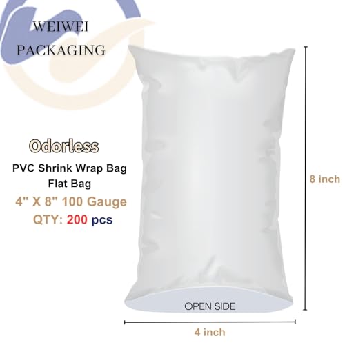 Image of Weiwei - 4 X 8 inch 200PCS Odorless PVC Heat Shrink Wrap Bags