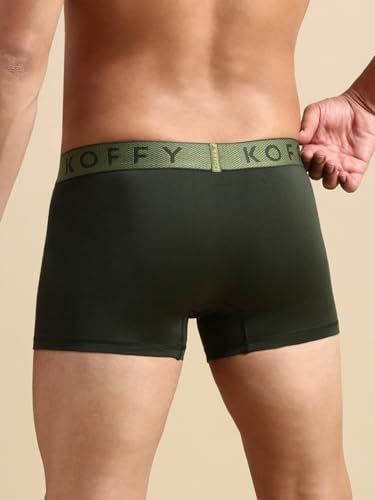 Image of KOFFY Men's Stretchable Cotton Lycra Long Trunk with C-Type Front Open | Wrinkle-Free | Ultra-Soft Elastic
