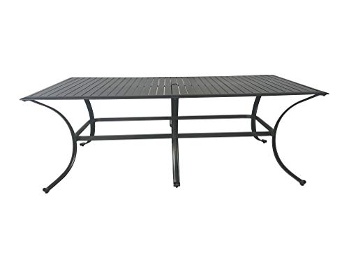 Pebble Lane Living All Weather Outdoor 7-Pc Aluminum Patio Dining Set, 1 Slat Top Dining Table & 6 Swivel Rocking Dining Chairs With Padded Headrest, Black #TOP4