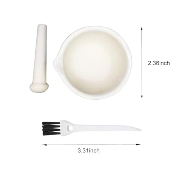 2pcs 2.36inch Ceramics Spice Mill Grinder Set Bowls with Brushes, Handheld Seasoning Mills Grinder, Pill Crusher, Kitchen Mortar and Pestle Tools Set