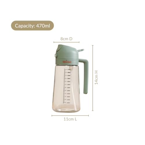 Image of Nestasia 2 in 1 Oil Sprayer & Dispenser Glass Bottle for Kitchen (470ml) - Vinegar & Olive Oil Bottle with Measuring Spoon for Healthy Cooking, Salad Dressing, Air Fryer, BBQ & Grilling (Sage Green)