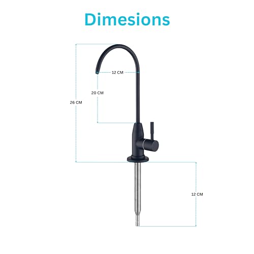 Image of Premium 304 Grade Steel Faucet for RO Water Purifier | 100% Lead-Free | Enhance Your Water Filtration Experience (Black Faucet SS304)