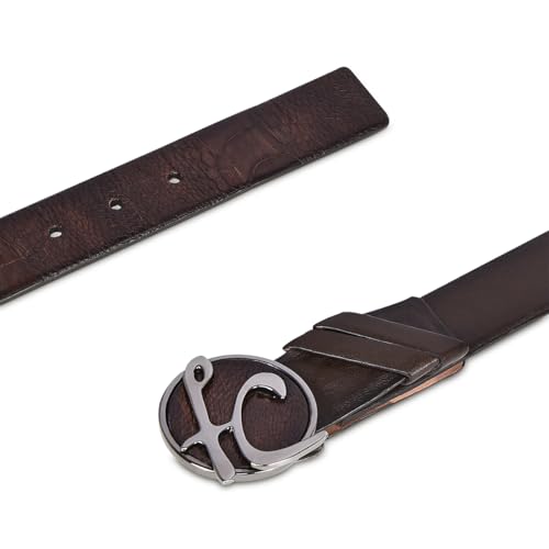 Cuadra Men's Dress Belt in Genuine Ostrich Leg Leather Brown2