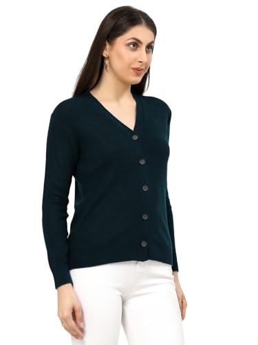 Image of Kalt Women Full Sleeves V-Neck Design Acrylic Cardigan Sweater