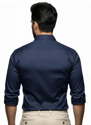 Image of Men's Solid Satin Full Sleeve Soft Finish Regular Fit Shirt for Casual Wear