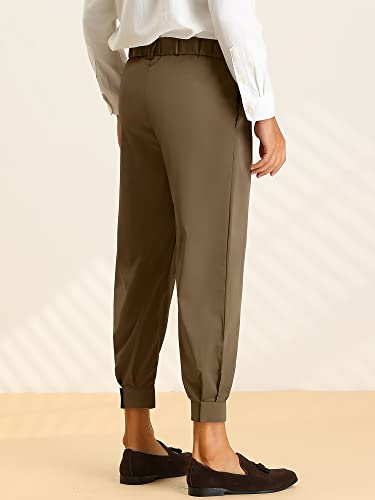 Lars Amadeus Cropped Formal Pants for Men's Solid Color Double Pleated Tapered Dress Pants3