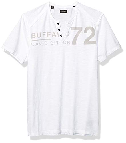 Buffalo David Bitton Men's Narwayne Short Sleeve Henley Knit Shirt, White, XX-Large