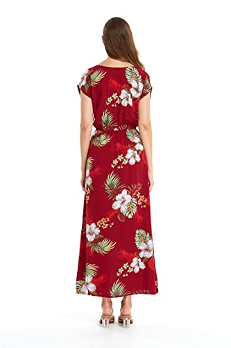 Image of Matchable Family Hawaiian Luau Men Women Girl Boy Clothes in Pineapple Garden Burgundy