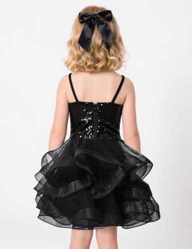 JISISANG Tutu Velvet Sequin Dress Girls Tulle Princess Formal Brithday Party Prom Ball Gown 2-142