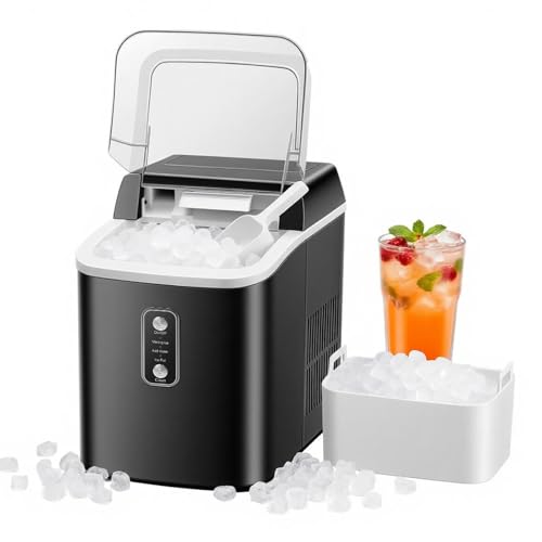 KMFurnila Nugget Ice Maker Countertop, Portable Ice Makers Machine with Removable Basket and Scoop,...