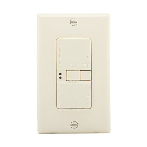 Eaton GFCI Self-Test 20A -125V Blank Face Receptacle with Standard Size Wallplate, Almond