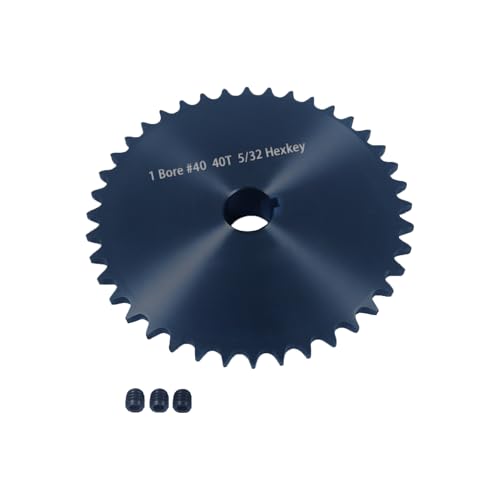 Image of #40 Roller Chain Sprocket 40 Tooth 1 inch Bore (1 /4 inch Keyway) Black Oxide Rust-Proof with 3 Set Screws for Go-Kart Mini Bike ATV Tractor Conveyor, Hardened 1045 Steel 40BS40-1