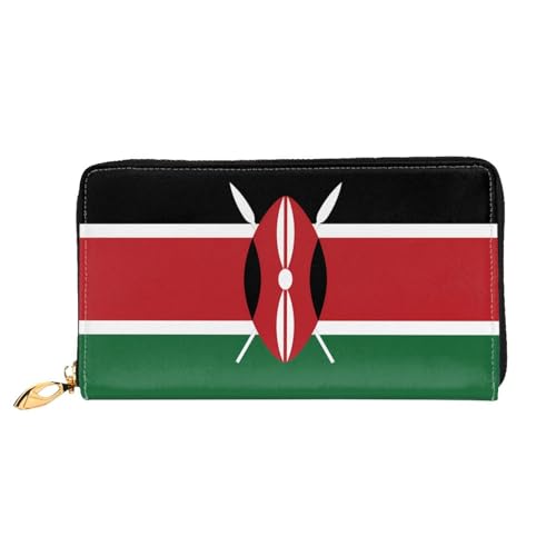 Flag of Kenya Long leather wallet - with zipper - portable and waterproof, suitable for office, study and daily use