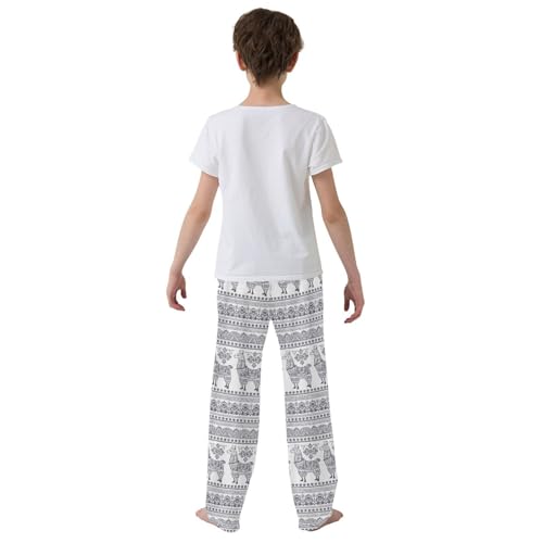 ZZXXB Ethni Llama Boys Long Pants Soft Trousers Elastic Waist Kids Lounge Bottoms with Pockets S-XL3