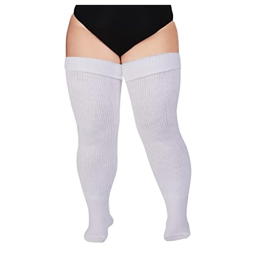 Meias femininas plus size na altura da coxa para coxas grossas - meias extra longas e grossas acima do joelho - meias para botas aquecedoras de perna, Branca de Neve, G Plus Size