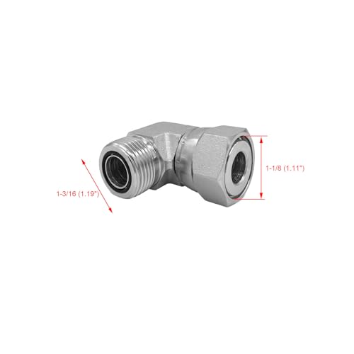 Image of FS6500-12-12 Hydraulic Adapter Fitting 3 /4 inch Male O-Ring Face Seal(1-3 /16 inch-12 NPT) x 3 /4 inch Female O-Ring Face Seal Swivel Nut(1-3 /16 inch-12 NPT) 90Pipe Joints Elbow /Corner Carbon Steel