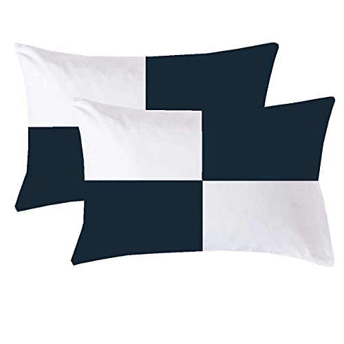 Image of Sleeping Pillow - Micro Fiber Filled Pillow /Takiya Set of 2-16x24 Inch Chacked Navy