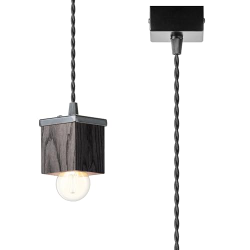 Suspension chêne massif noir 6x7 cm pour luminaire de salon moderne