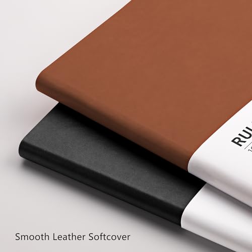 RETTACY-Lined-Journal-Notebook-2-Pack-204-Numbered-Pages-per-Pack-B5-Medium-76--10-Leather-Softcover-100-GSM-Thick-Paper-for-Writing-Work-School-Black-Brown