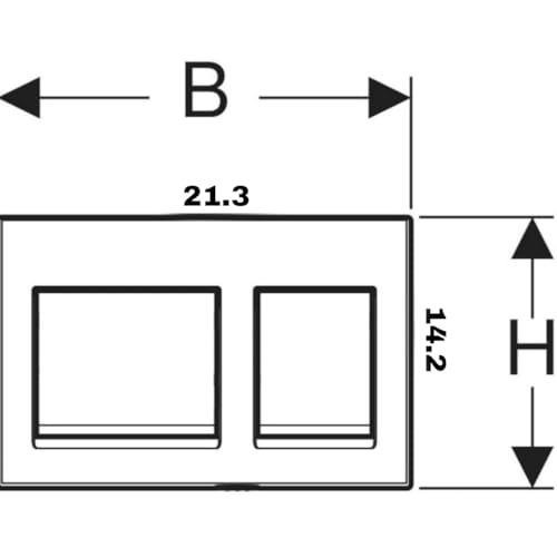 Geberit Flush Plate | Rectangular | Alpha 35 series | 115.045.21.3 | 2 years warranty | Front Actuation Dual Push Plate for Concealed Tank | Compatible with Concealed Flush Tank (Bright Chrome)