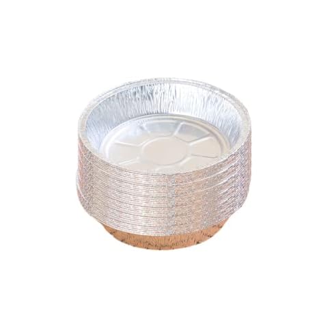 RNSUNH Aluminum Foil Pie Pans 50Pcs 8inch Round Disposable Containers with Angled Walls Foil Baking Tins for Pie Tart Quiche Baking Cover