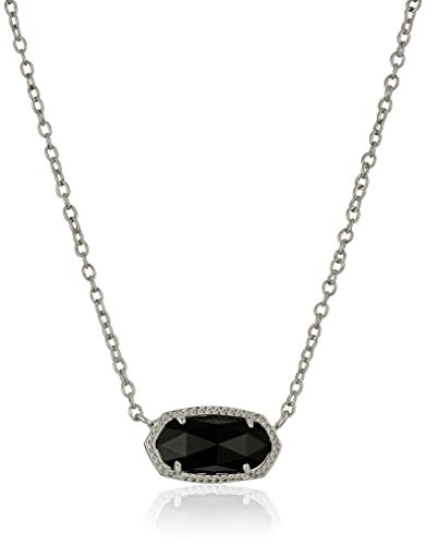 Kendra Scott Elisa Pendant Necklace for Women, Fashion Jewelry, Rhodium-Plated, Black