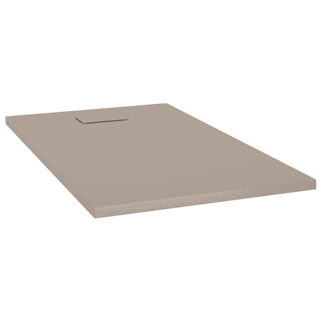 vidaXL Low-Profile Shower Base Tray with Skid-Resistant SMC in Brown - Easy-to-Clean and Stain Resistant Bathroom Shower Accessory