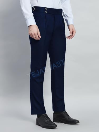 Image of FASHIONEMPIRE Men's Formal Trousers Front Pleated Double Button Gurkha Zion Pant Slim Fit | Stylish Formal Pant for Party and Casual Wear