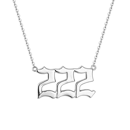 925 Sterling Silver Angel Number Necklace for Women, 000 111 222 333 444 555 666 777 888 999 Necklace Numerology Jewelry Gift