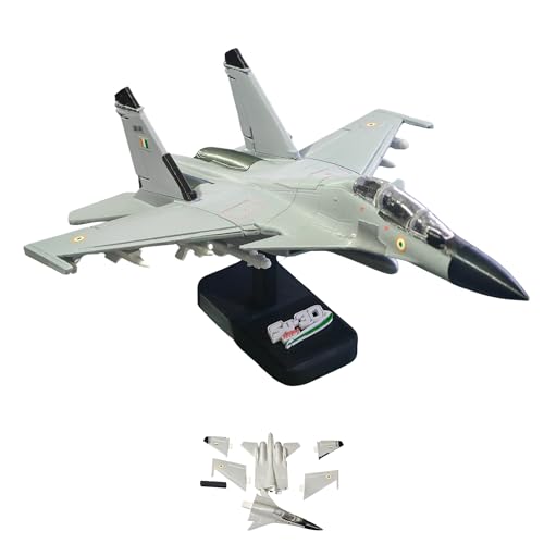 Image of Indian Airforce Sukhoi - 30 MKI Airplane Model 10 inch with Missiles - 1:84 Scale Su-30 Fighter Jet Aircraft for Collectors, Kids, Embossed Stand, Snap Fit (10 inch Jet with Missiles)